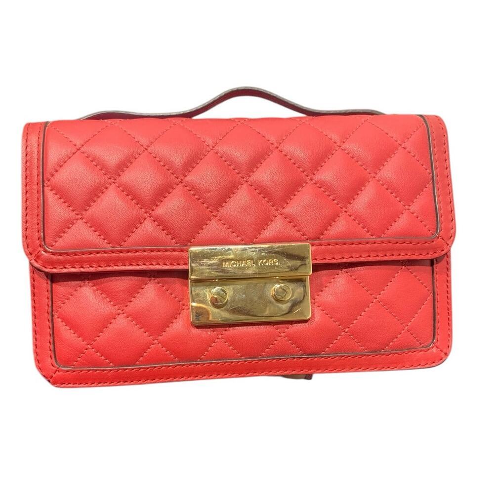 MICHAEL Michael Kors SLOAN MESSENGER Red and Gold‎ Crossbody Bag